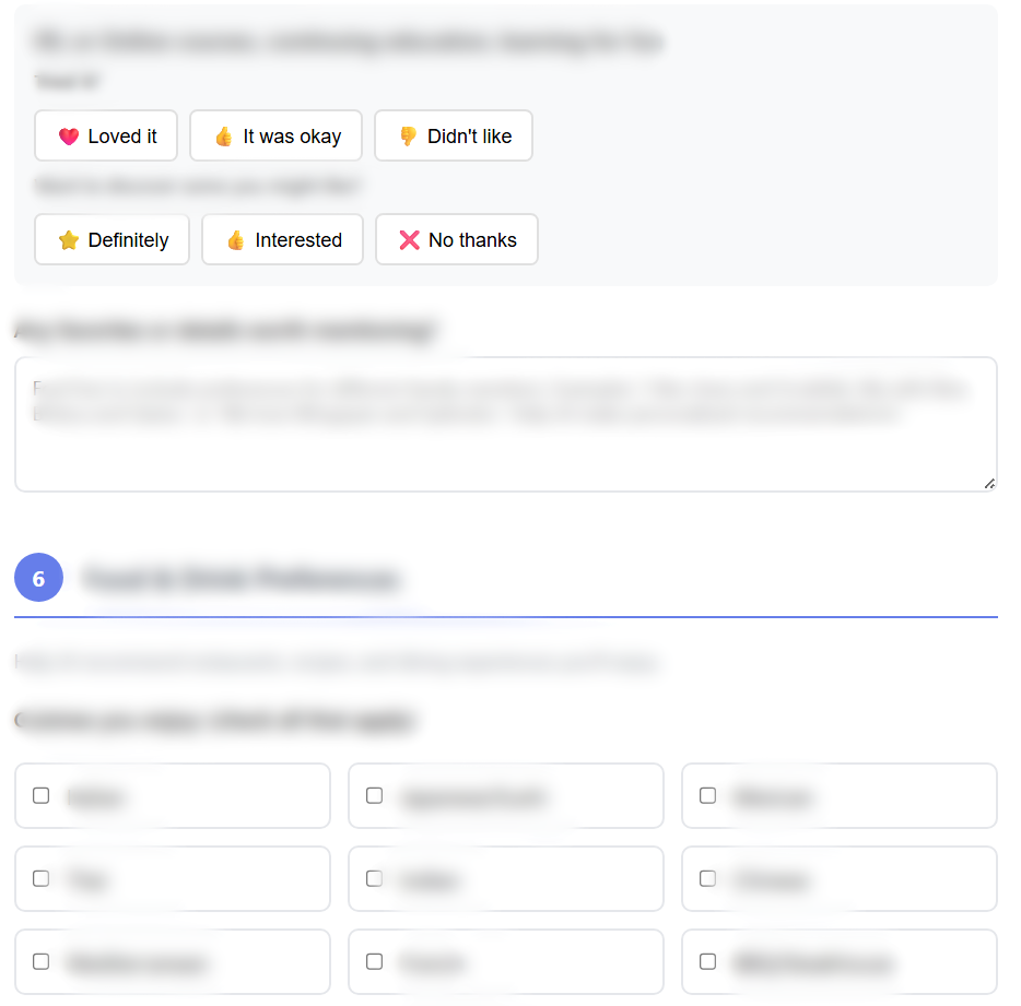 Custom intake form interface